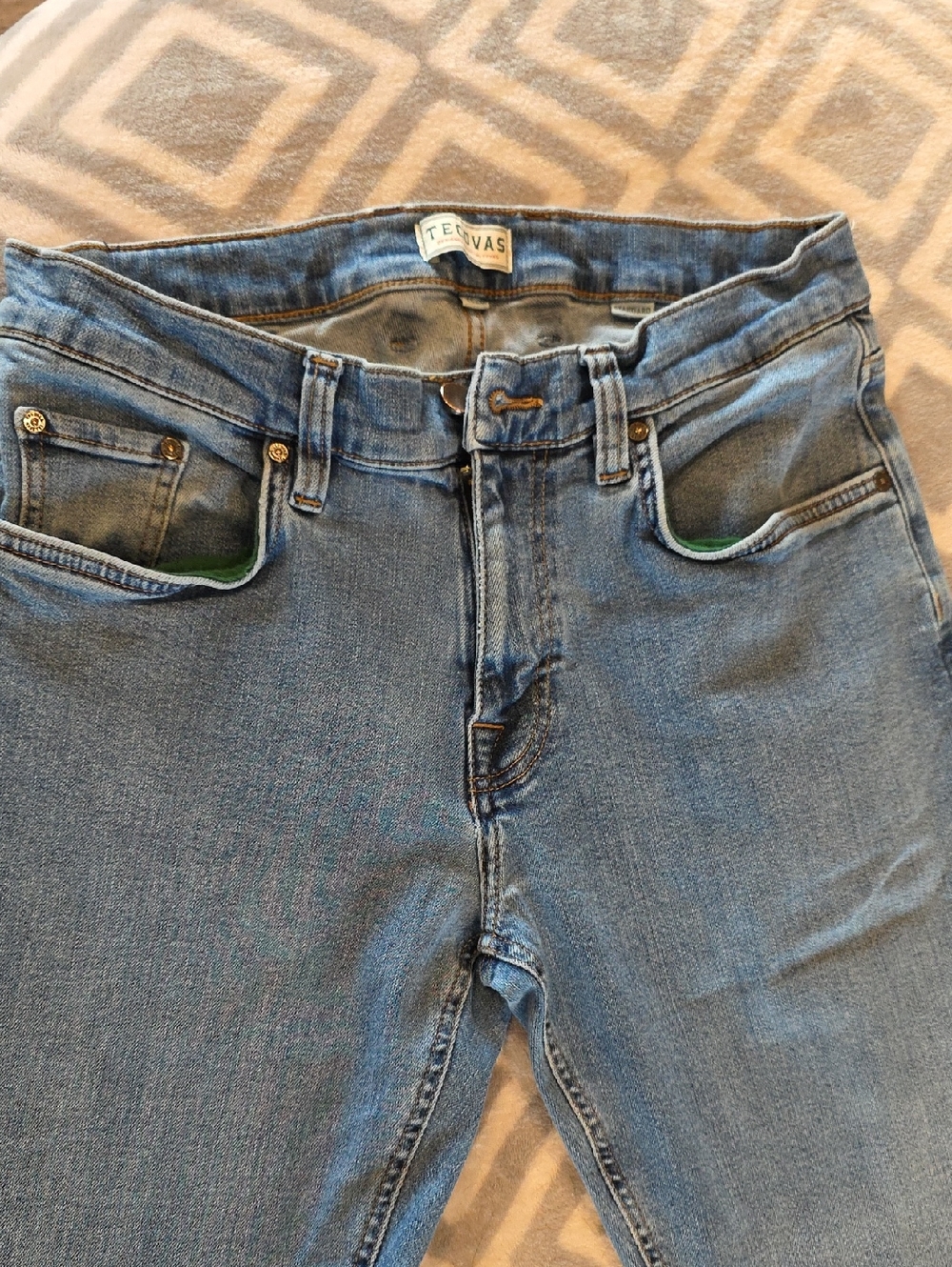 Tecovas Light Blue Denim Jeans with Contrast Stitching